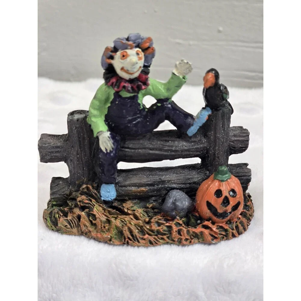 Resin Halloween Figurines Lot Of 3 Mini Decor Collectible Haunted Pumpkins Crow